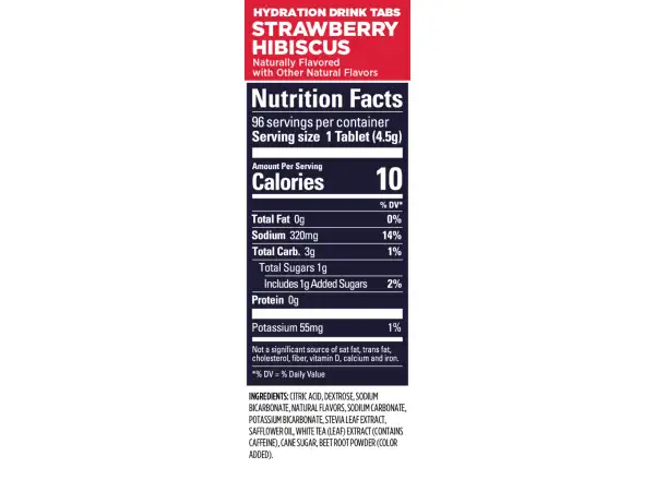 GU Hydration Drink Tabs effervescent tablets with caffeine Strawberry Hibiscus 54 g
