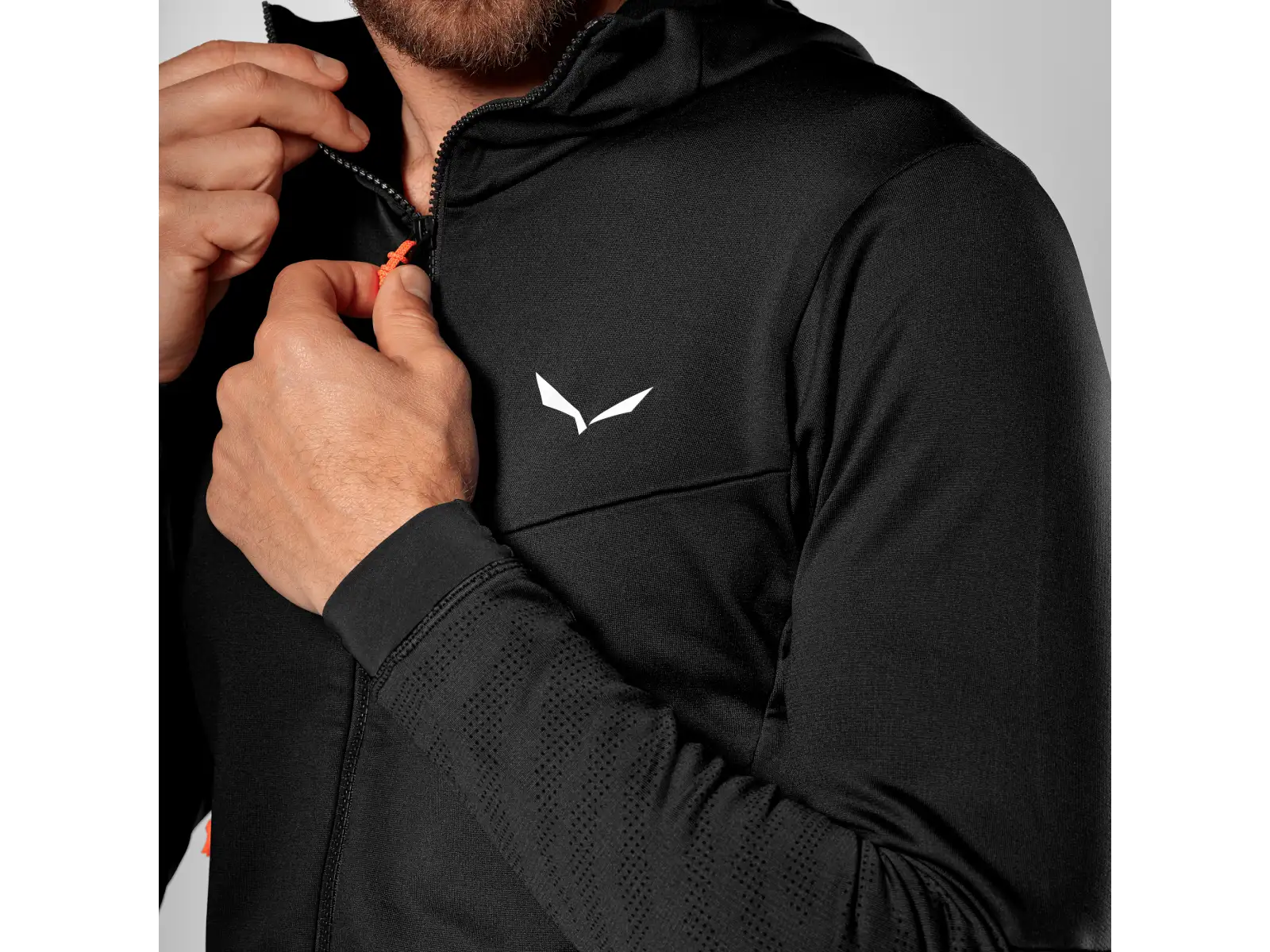 Salewa Sella Crevasse Hooded men's sweatshirt Black Out