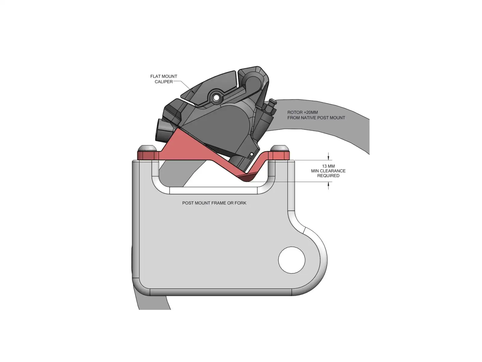 Wolf Tooth adapter for calipers Flat Mount to Post Mount