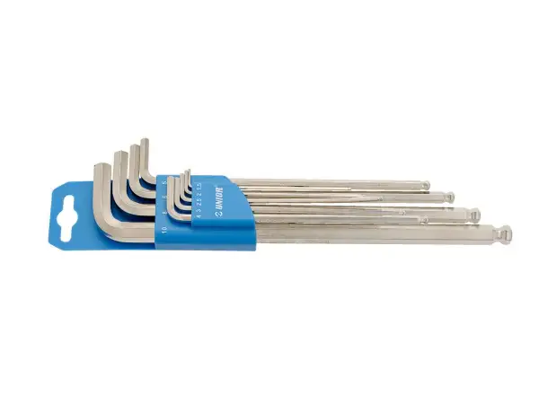 Unior set of 9 hex keys with ball end in holder