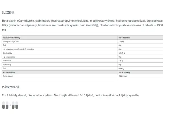 Sponser Beta Alanine tablets for lactate balance in muscles 140 tablets
