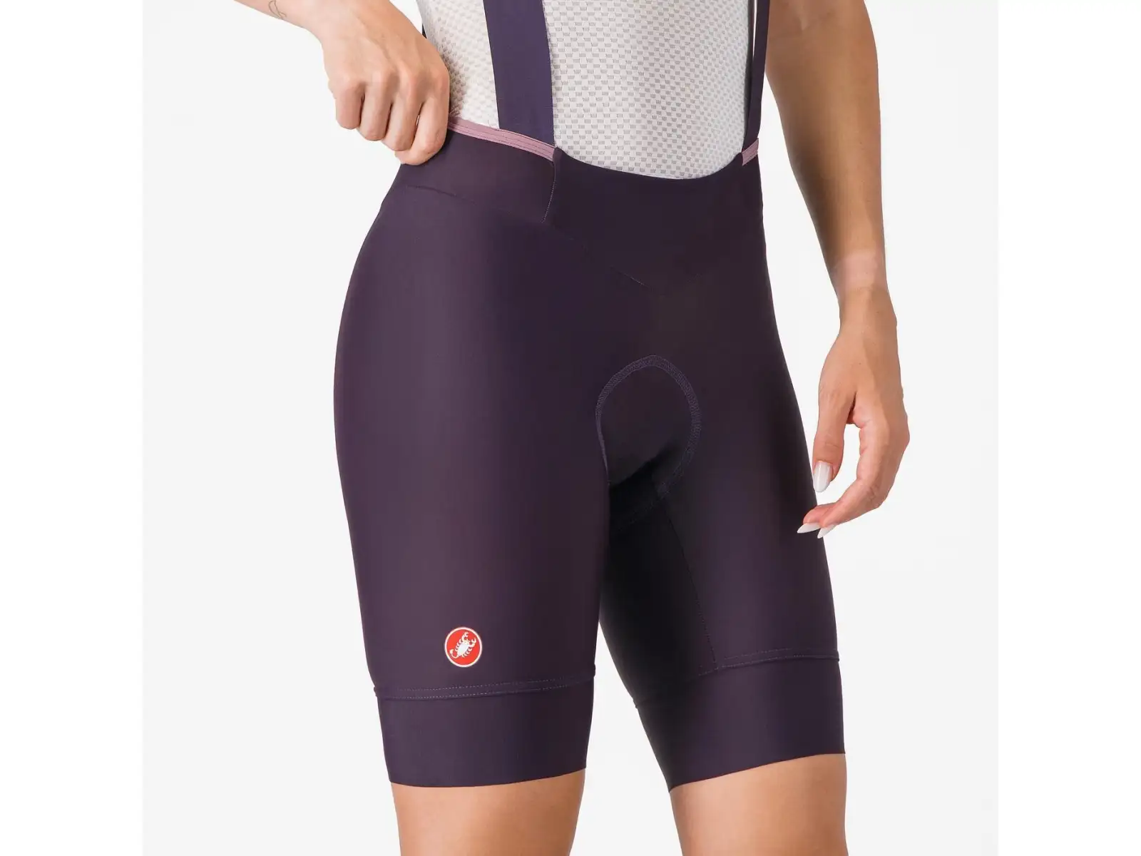 Castelli Prima 2 DT women's shorts with pad and bib Dark Night Shade/Deep Purple