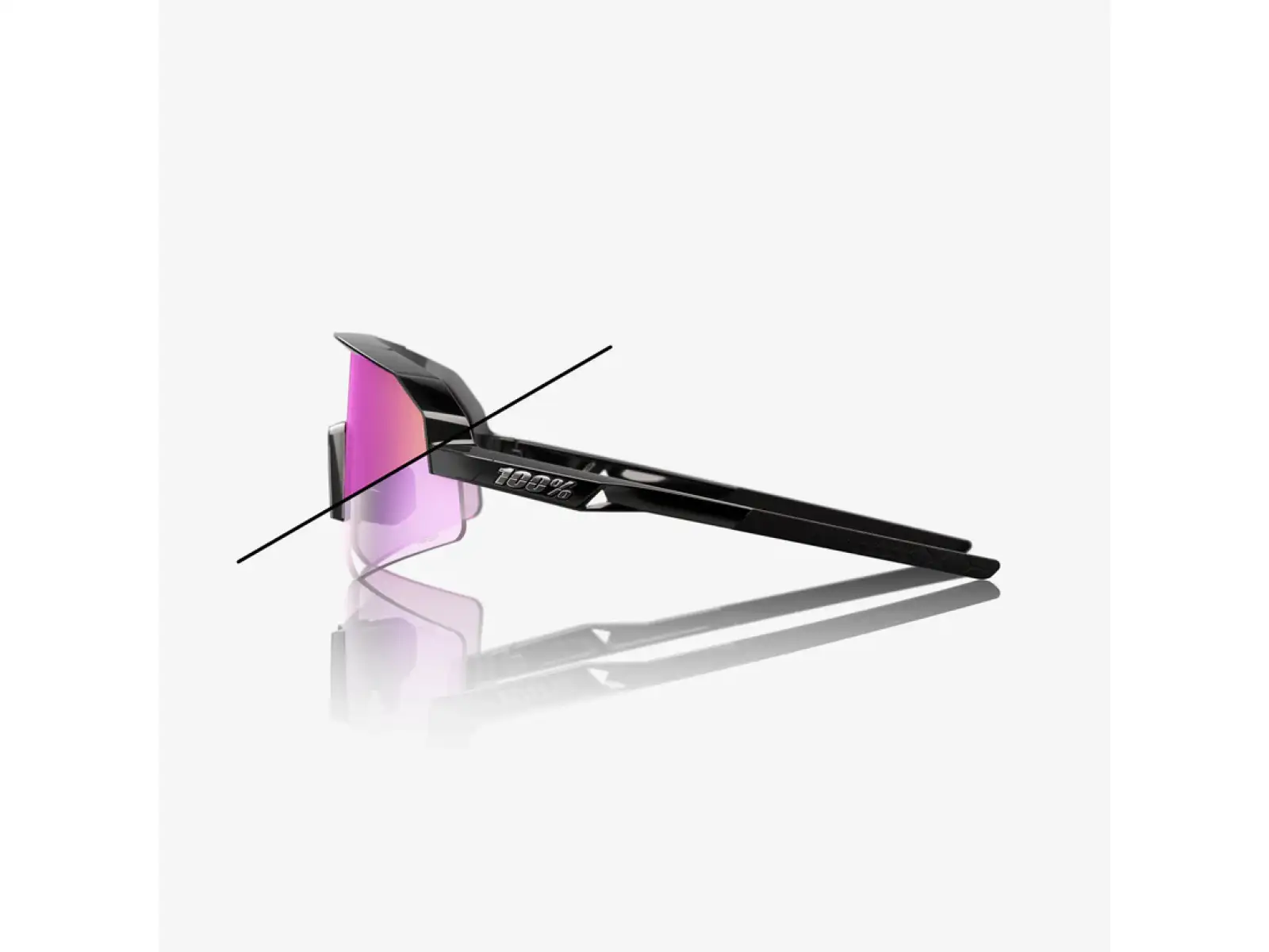 100% Slendale SL sunglasses Gloss Black/Photochromic Purple Mirror