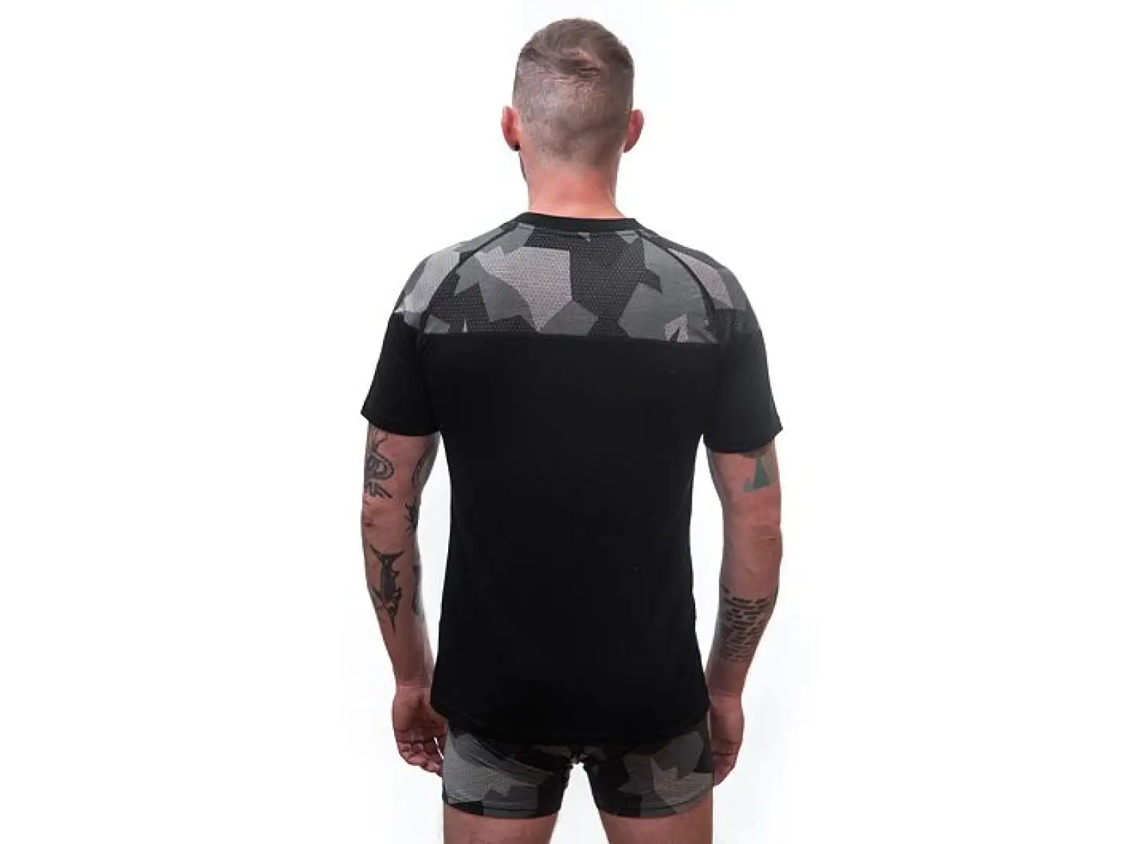Sensor Merino Impress men's T-shirt short sleeve black/Camo