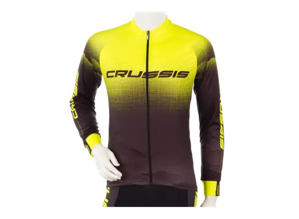 Crussis men's long sleeve cycling jersey black/yellow