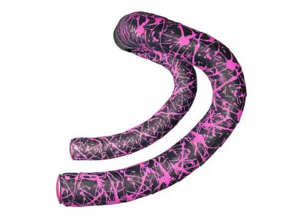 Supacaz Super Sticky Kush Splat handlebar tape Neon Pink/Pink Plugs