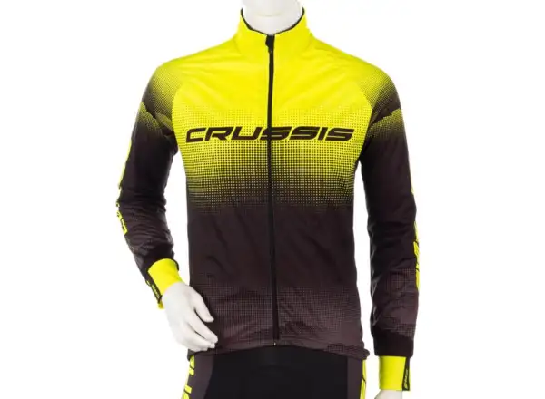 Crussis No-Wind men's cycling jacket black/yellow