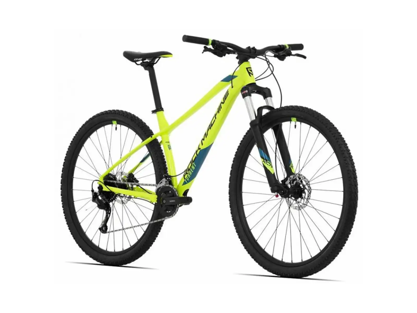 Rock Machine Torrent 20-29 mountain bike gloss radioactive yellow/black/petrol blue