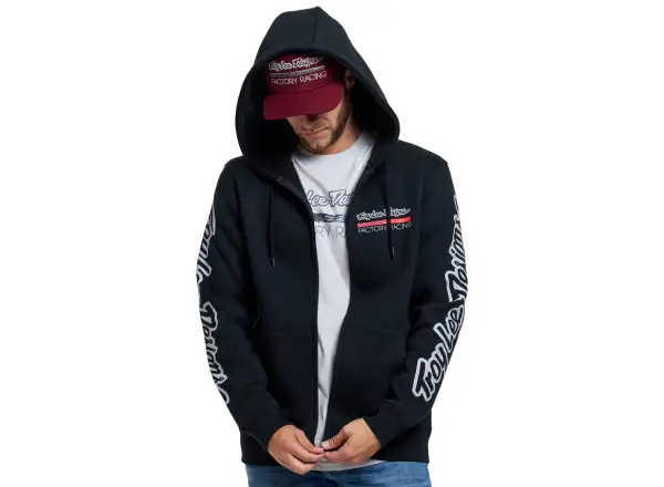Troy Lee Designs Factory Racing men's zip-up hoodie Black heather/Red