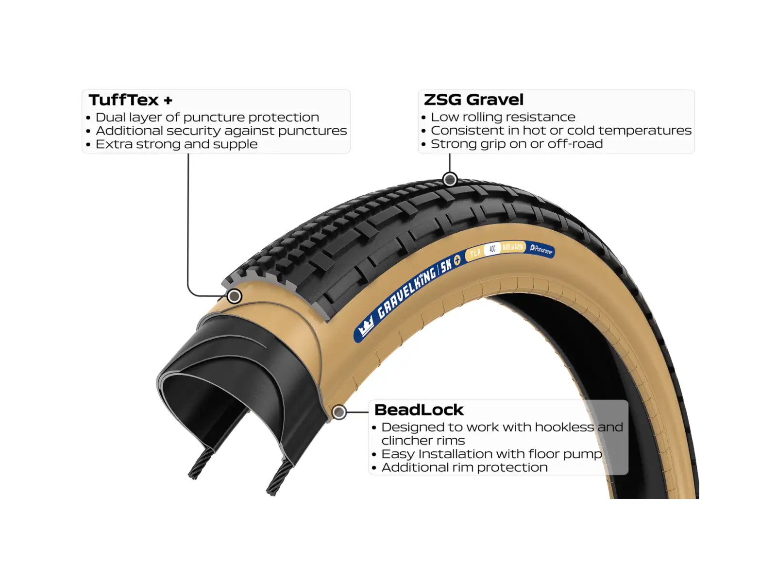 Panaracer Gravelking SK Plus 28" Tire Kevlar Black/Brown