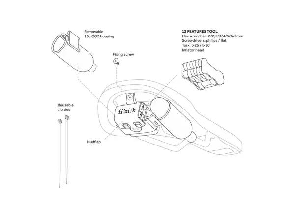 Fizik Alpaca Carriage Kit holder with tools under seat