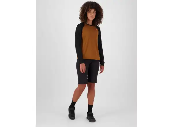 Mons Royale Tarn Merino women's long sleeve shirt Caramel / Black
