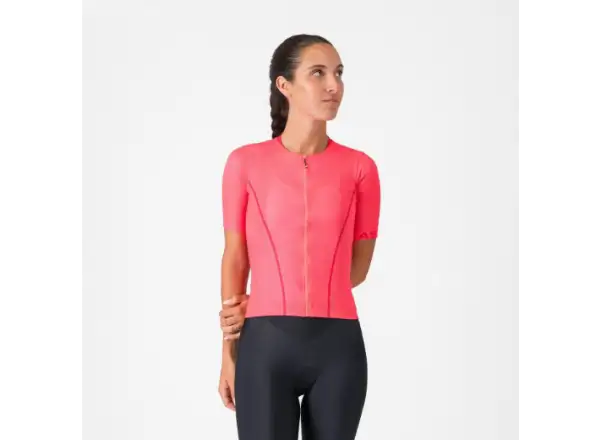 Castelli Anima Flow women's jersey short sleeve Brilliant Pink/Hibiscus