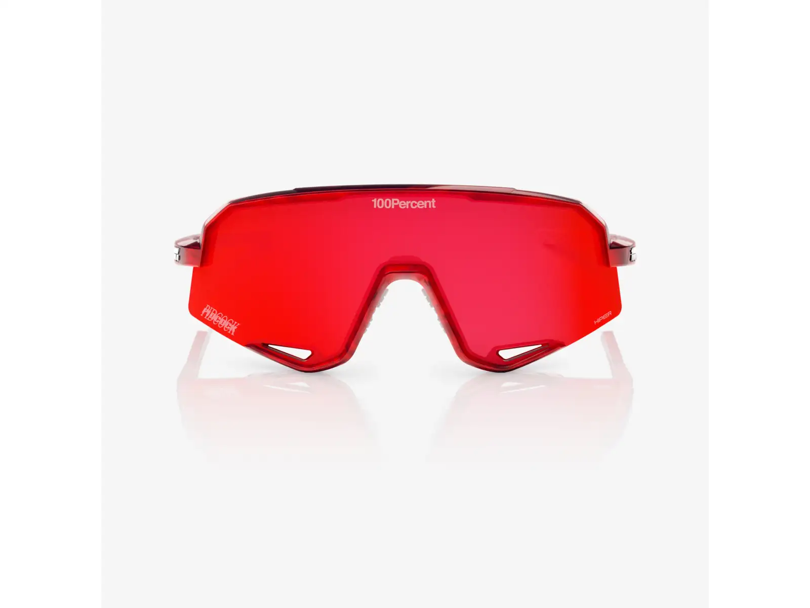 100% Slendale Pidcock Le cycling glasses Gloss Red Holographic HiPER Red Mirror Lens