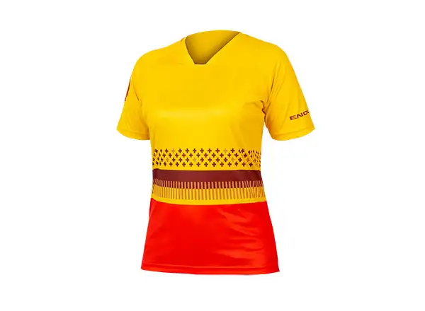 Endura SingleTrack Print women's jersey short sleeve Saffron
