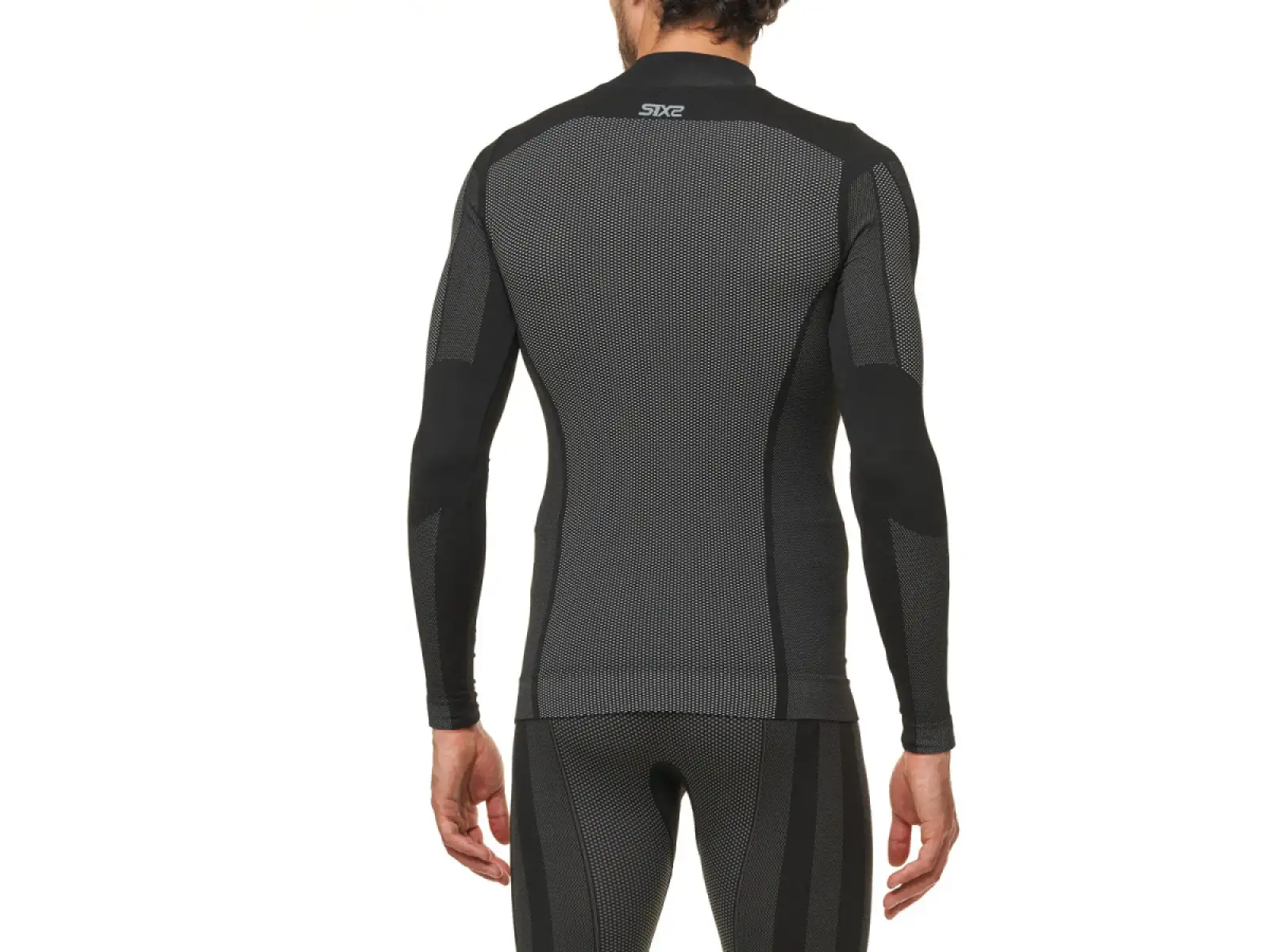 SIXS TS3 V2 functional long sleeve t-shirt with a stand-up collar carbon black