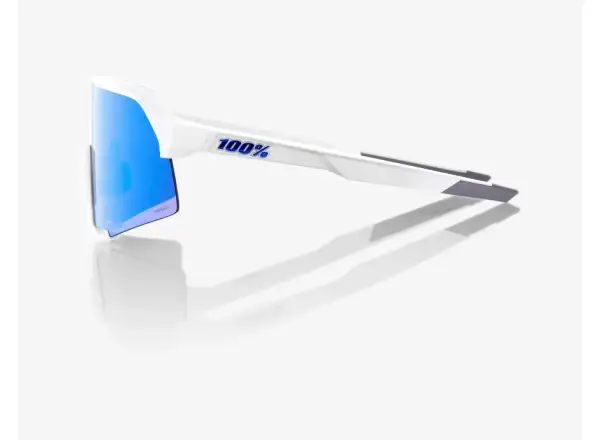 100% S3 Matte White/HiPER Blue Multilayer Mirror Sunglasses