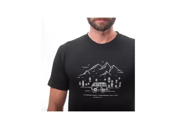 Sensor Merino Active PT Van Life men's shirt short sleeve Black
