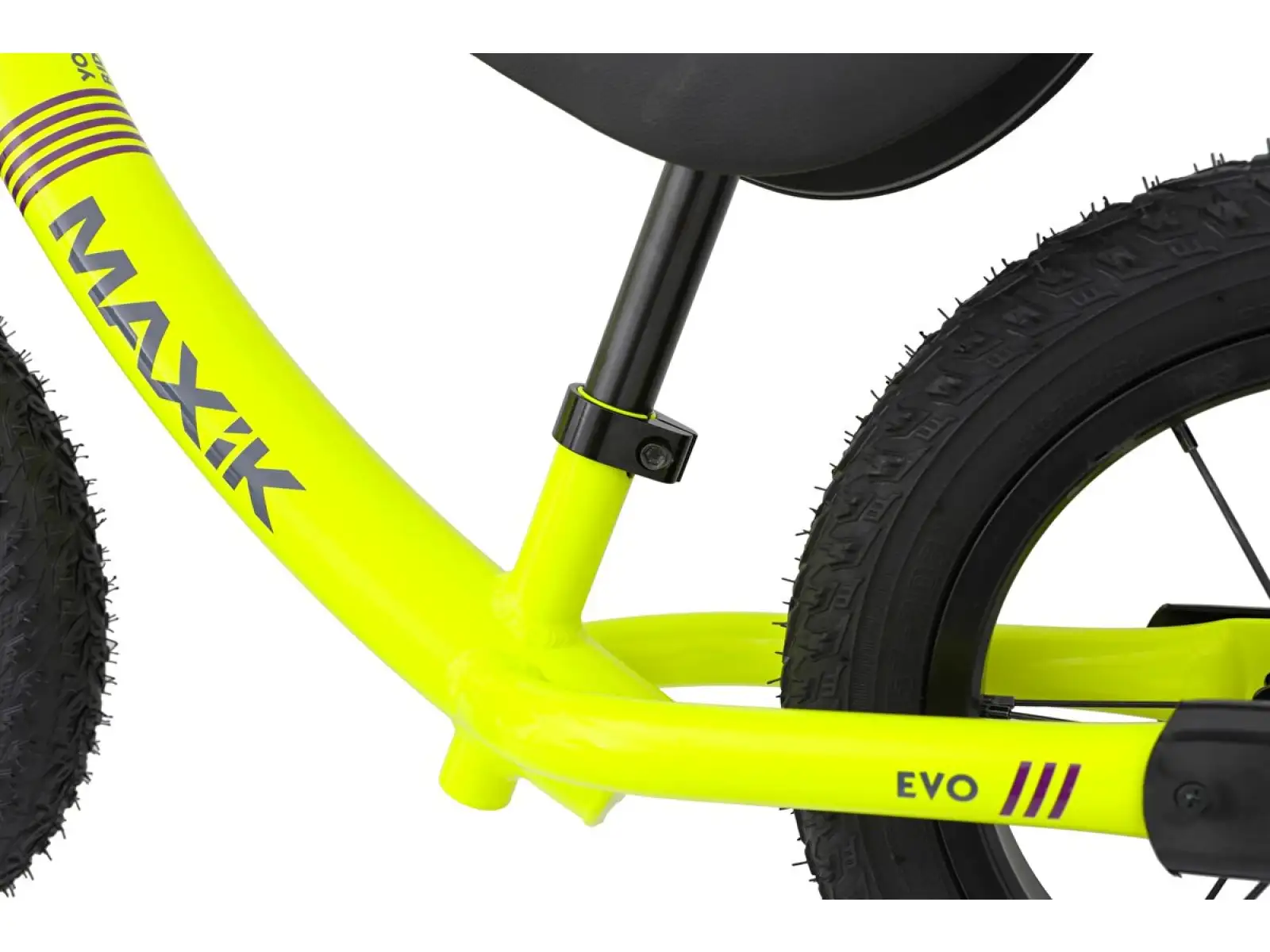 balance bike MAXÍK Evo Lite fluorescent yellow/purple