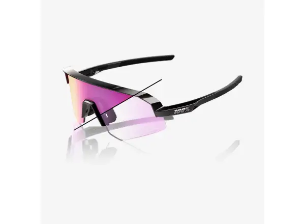 100% Slendale SL sunglasses Gloss Black/Photochromic Purple Mirror