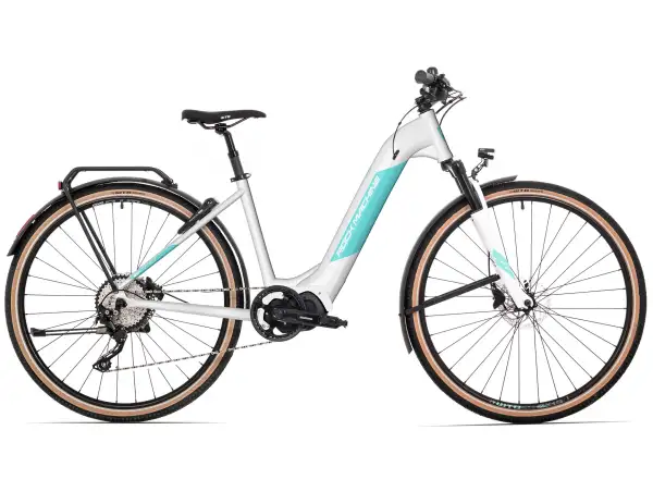 Rock Machine Crossride E400 Touring Lady electric bike Gloss Pearl White/Light Mint