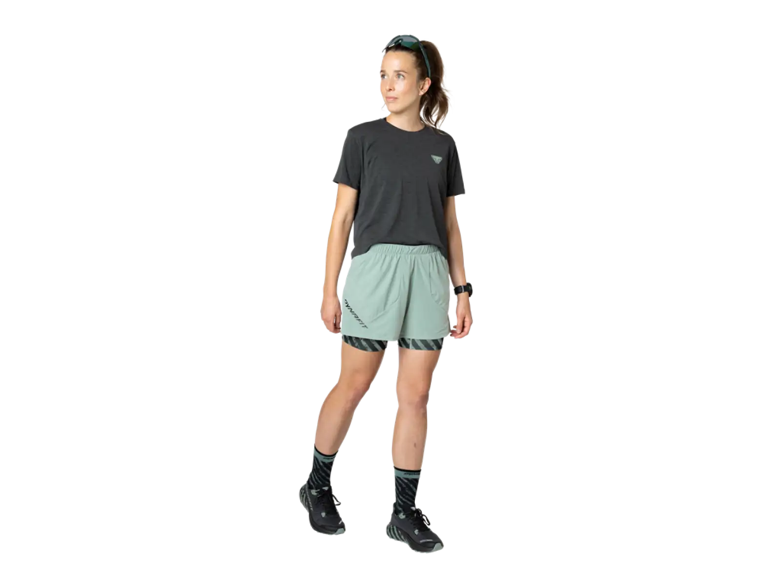 Dynafit Trail 2in1 women's running shorts Jadelite