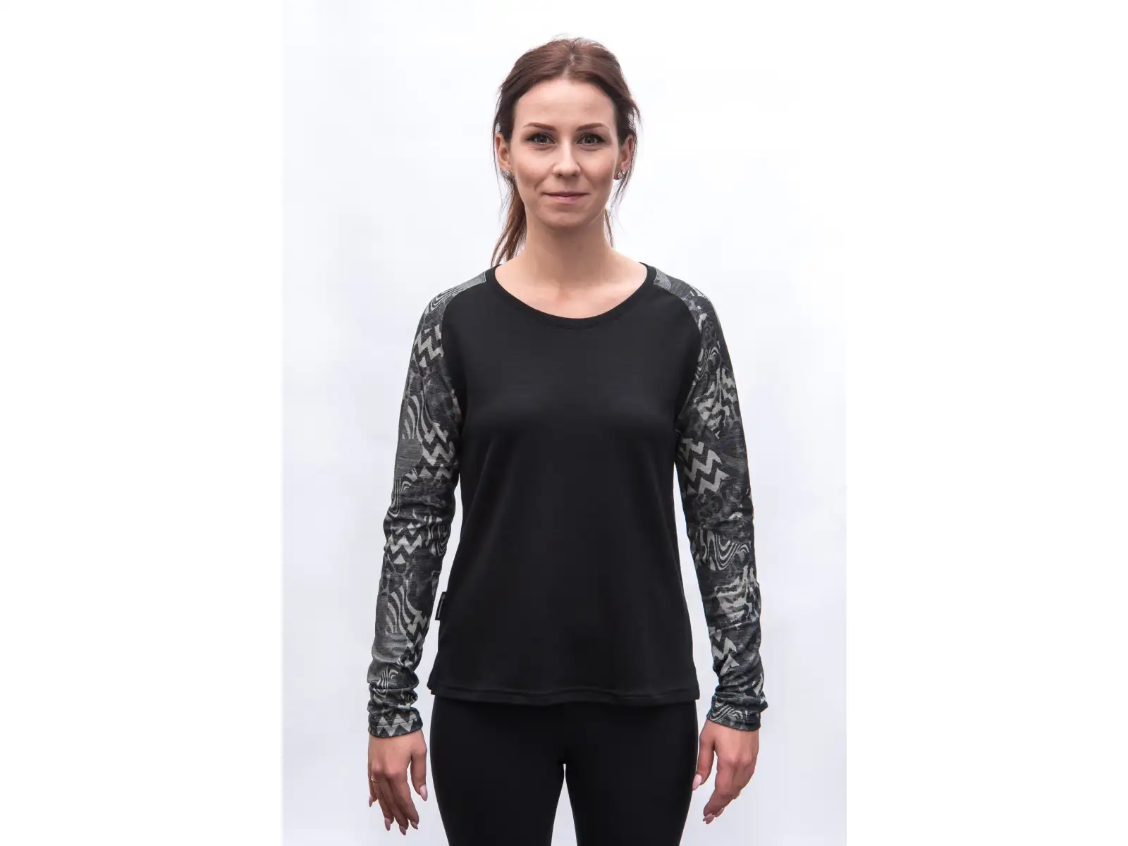 Sensor Merino Blend Impress women's long sleeve shirt black/zebra