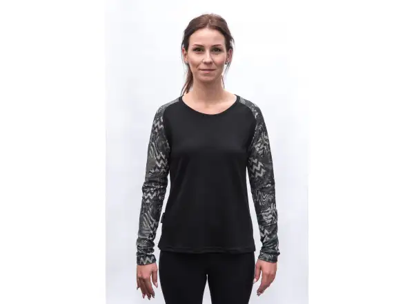 Sensor Merino Blend Impress women's long sleeve shirt black/zebra