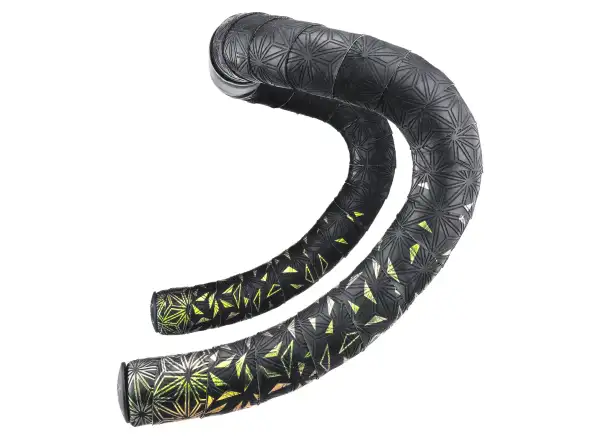 Supacaz Super Sticky Kush Star Fade handlebar tape  Emerald Refractor/Black Star Plugz