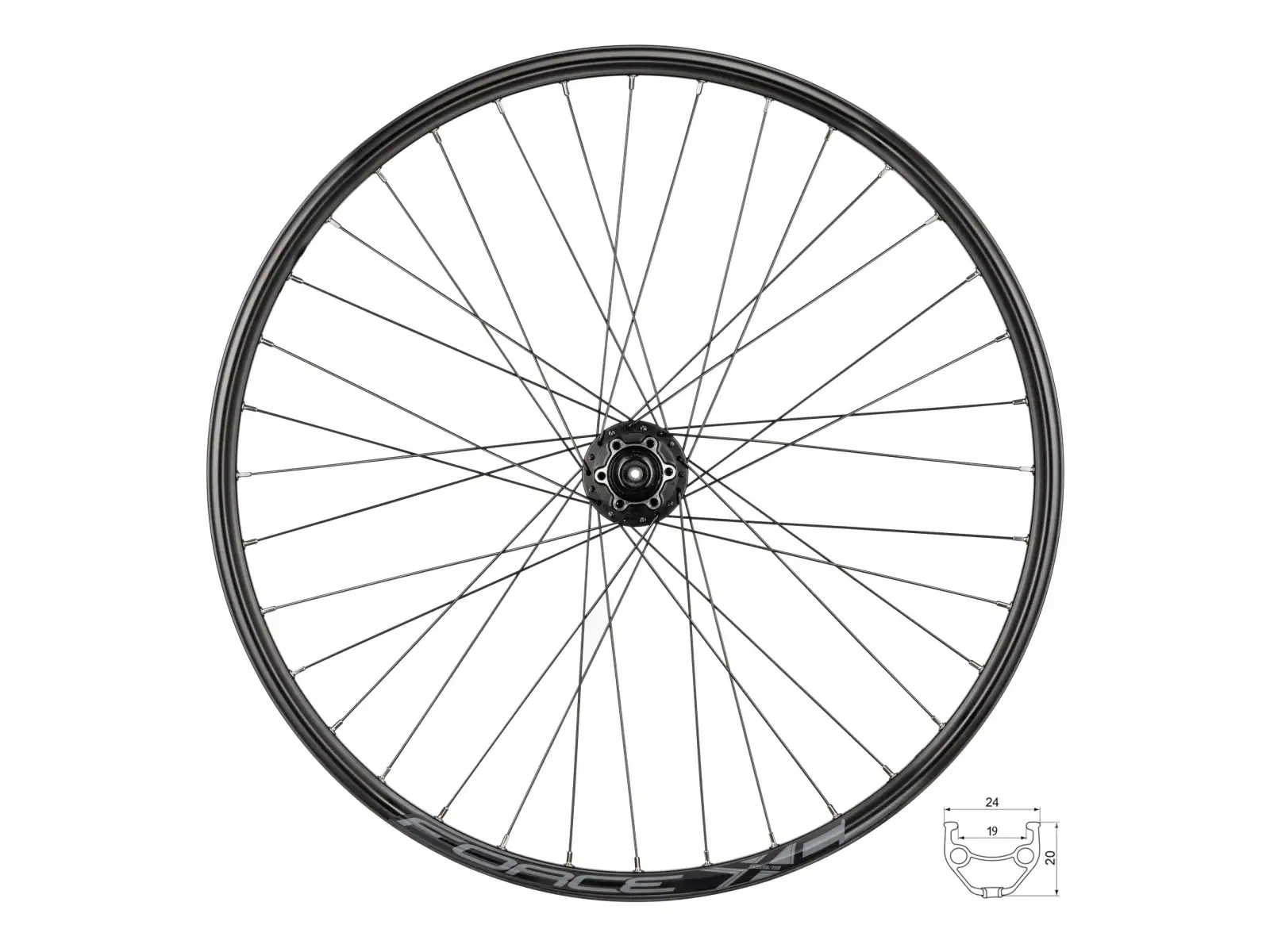 Force XC Disc 26" rear spoked wheel FH-M475 36 holes