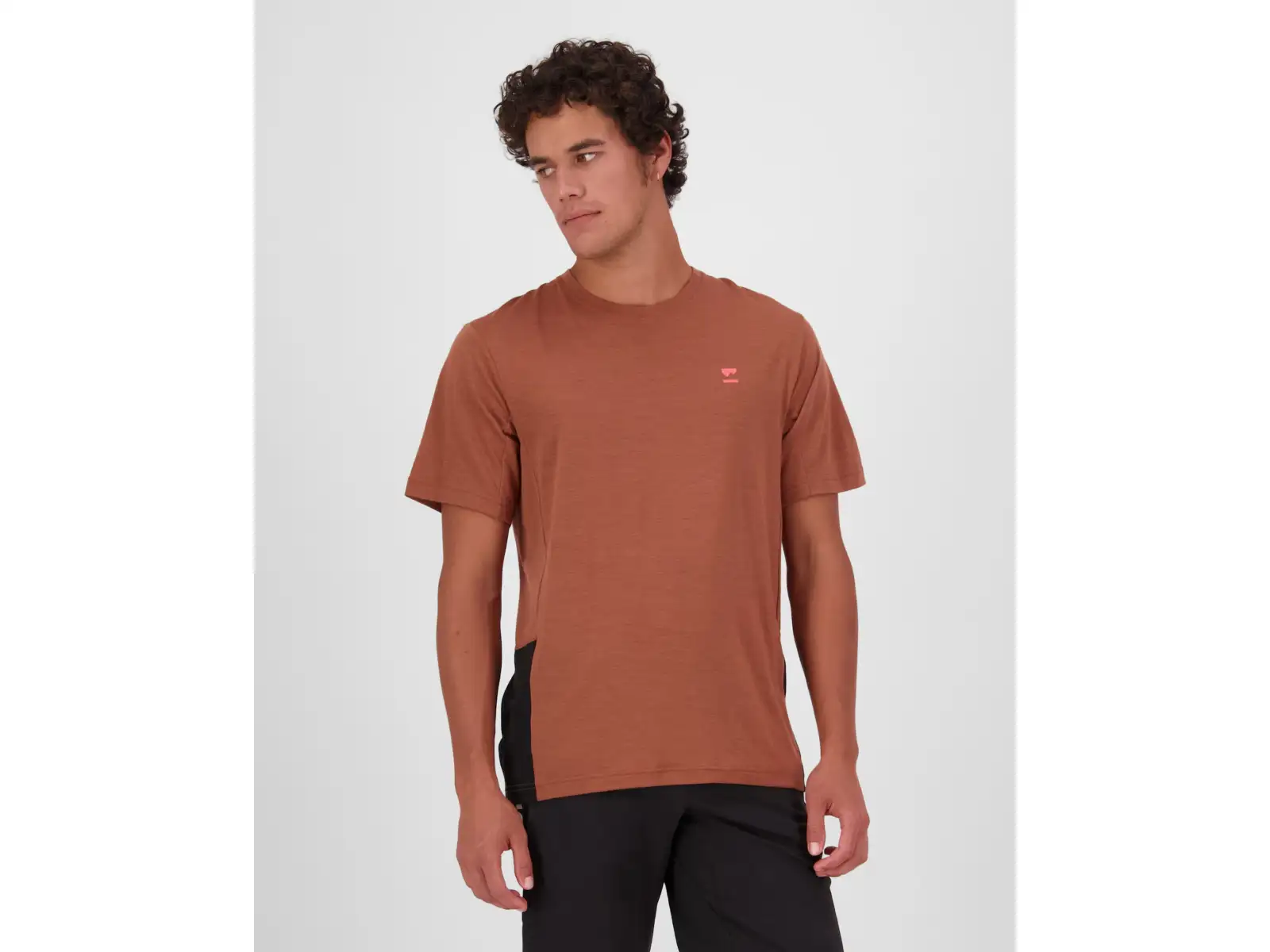 Mons Royale Tarn Merino men's short sleeve T-shirt Cinnamon / Black