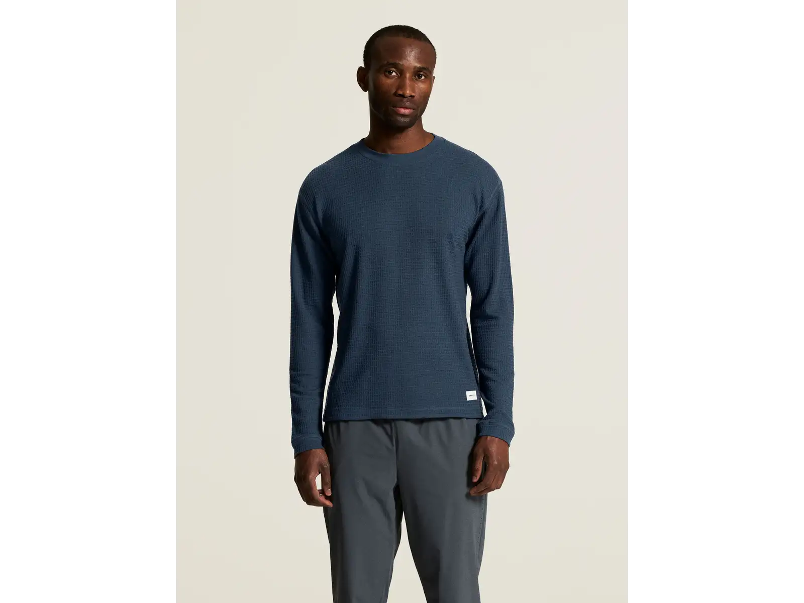 Craft Wool Waffle men's long sleeve shirt blue