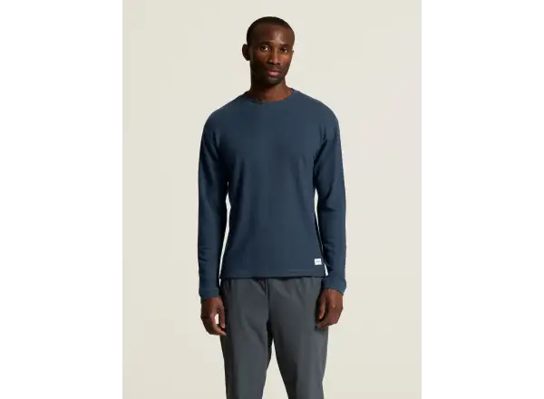 Craft Wool Waffle men's long sleeve shirt blue