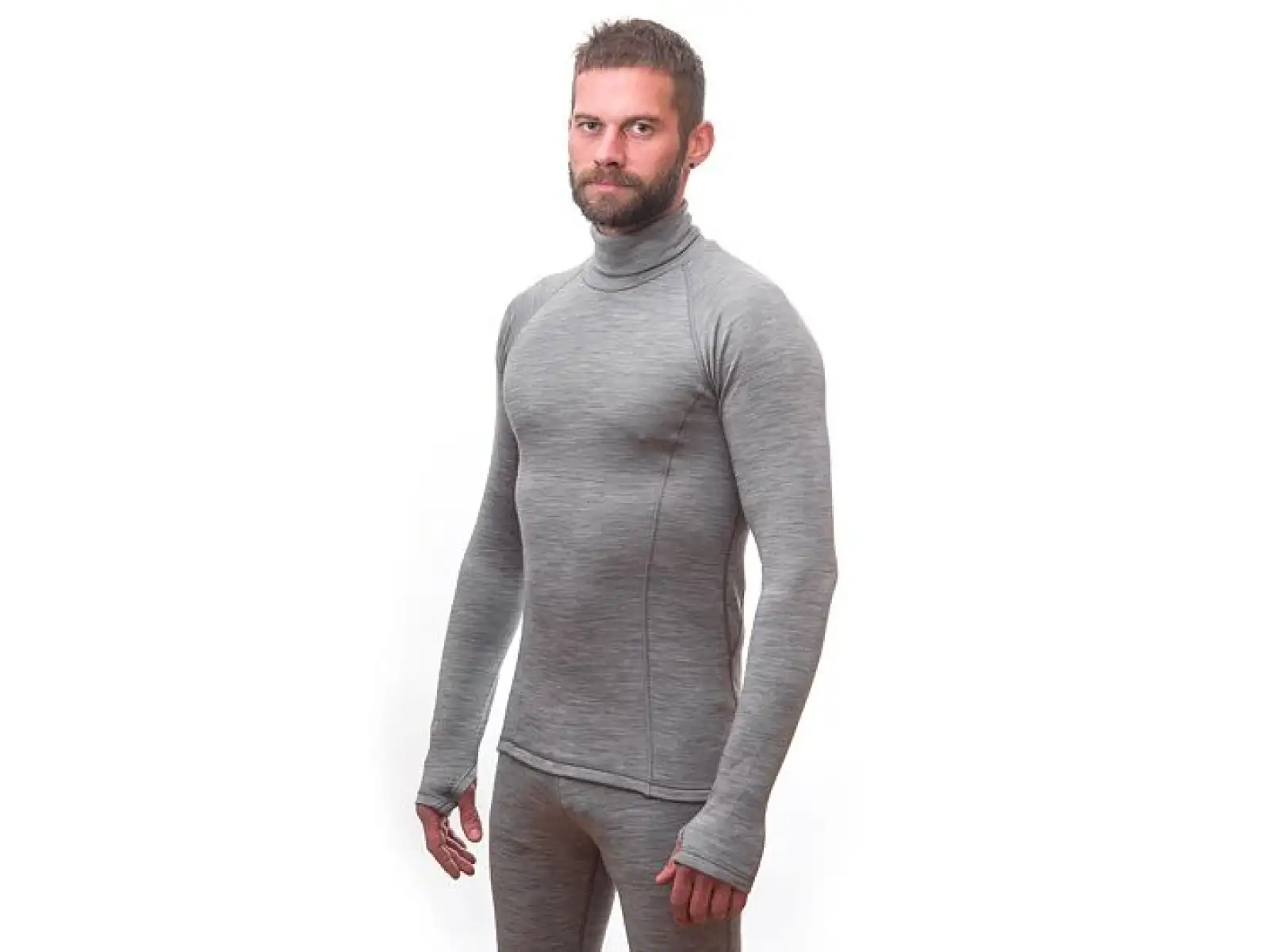Sensor Merino Bold Neck men's long sleeve shirt Cool Gray