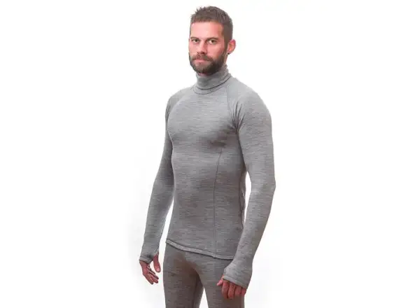 Sensor Merino Bold Neck men's long sleeve shirt Cool Gray