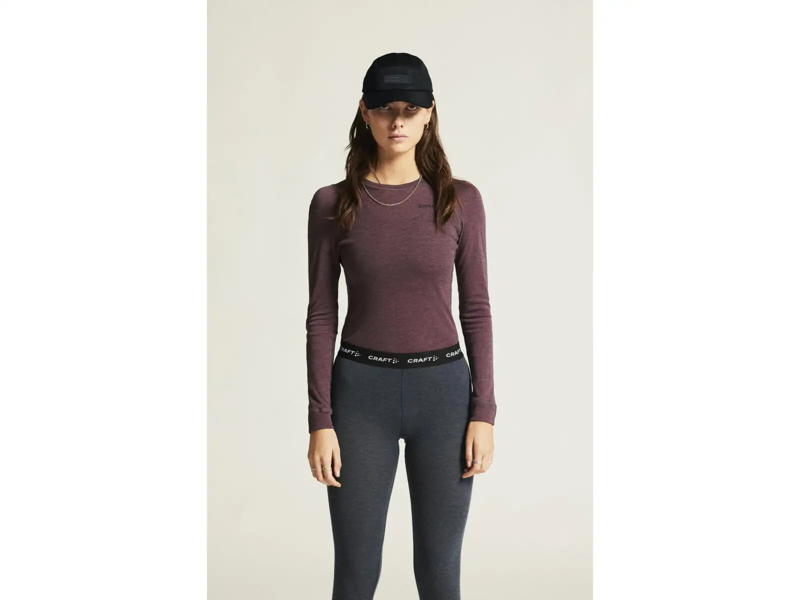 Craft Core Wool Merino women's set long sleeve shirt+pants red