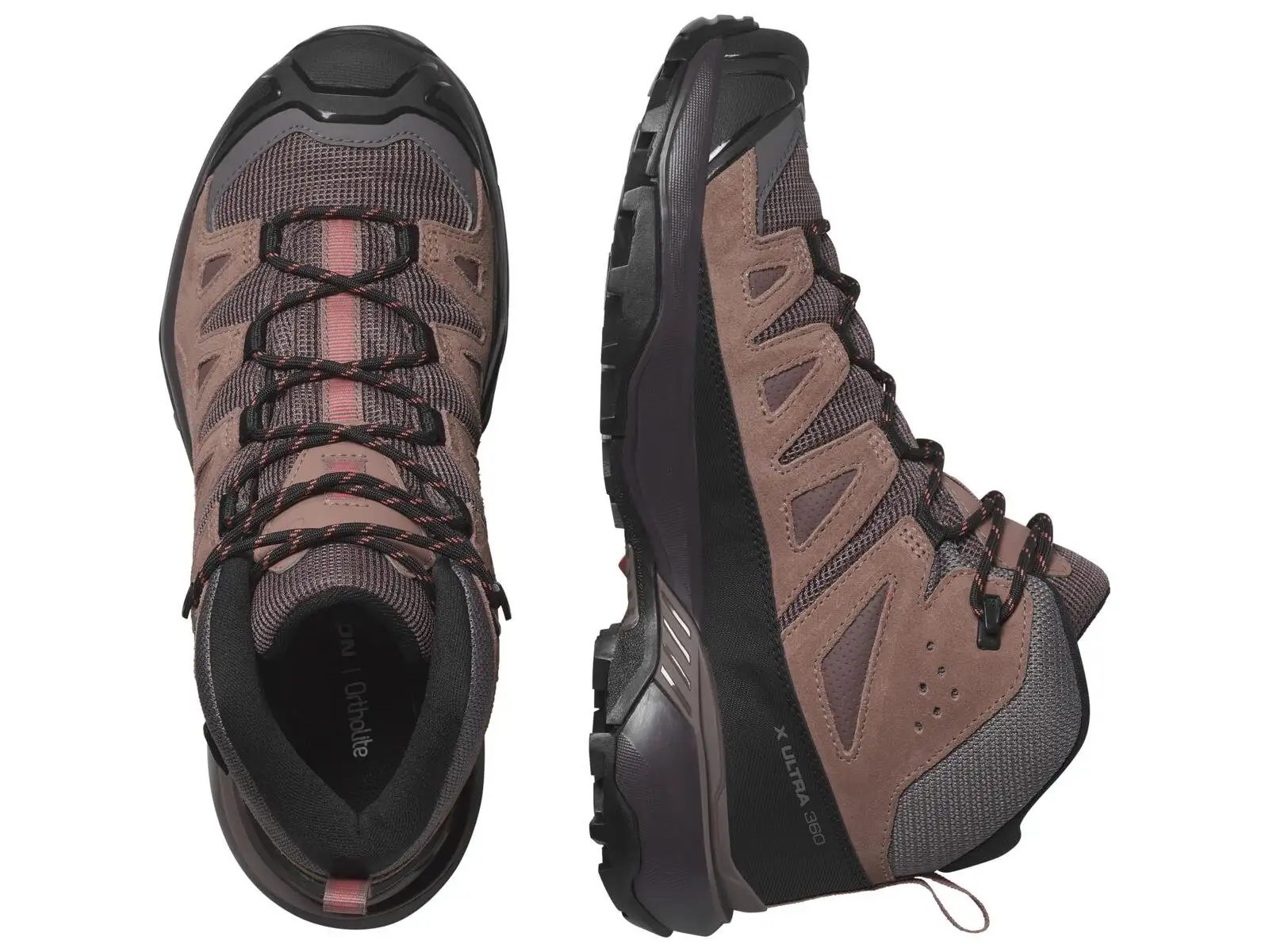 Salomon X Ultra 360 LTR MID GTX women's hiking shoes Peppercorn/Cognac/Hot Coral