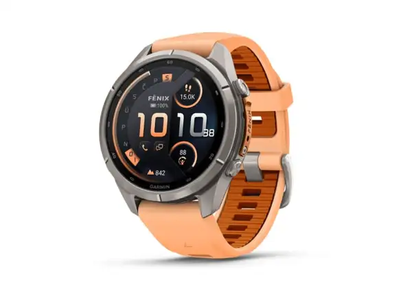 Garmin fenix 9 Pro – inReach 43 mm smartwatch Titanium Shell pink/autumn orange silicone band