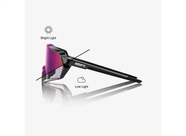 100% Korbin sports glasses Gloss Black/Purple Mirror Photochromic Lens