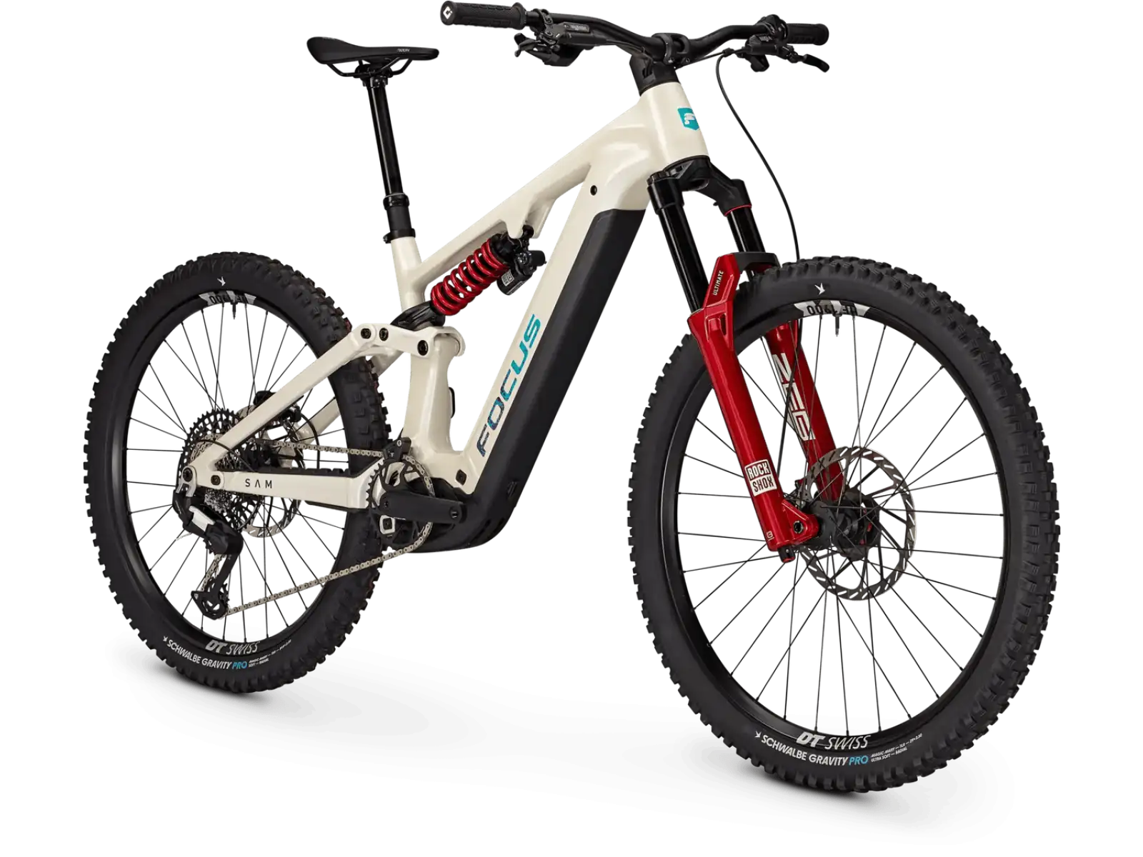 Focus SAM 9 800Wh full-suspension e-bike Champagne / Shellwhite