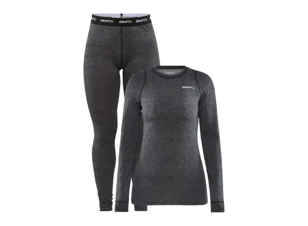 Craft Core Wool Merino women's set long sleeve shirt+pants black
