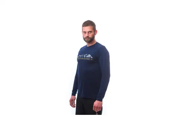 Sensor Merino Active PT Mountains men's shirt long sleeve Deep Blue