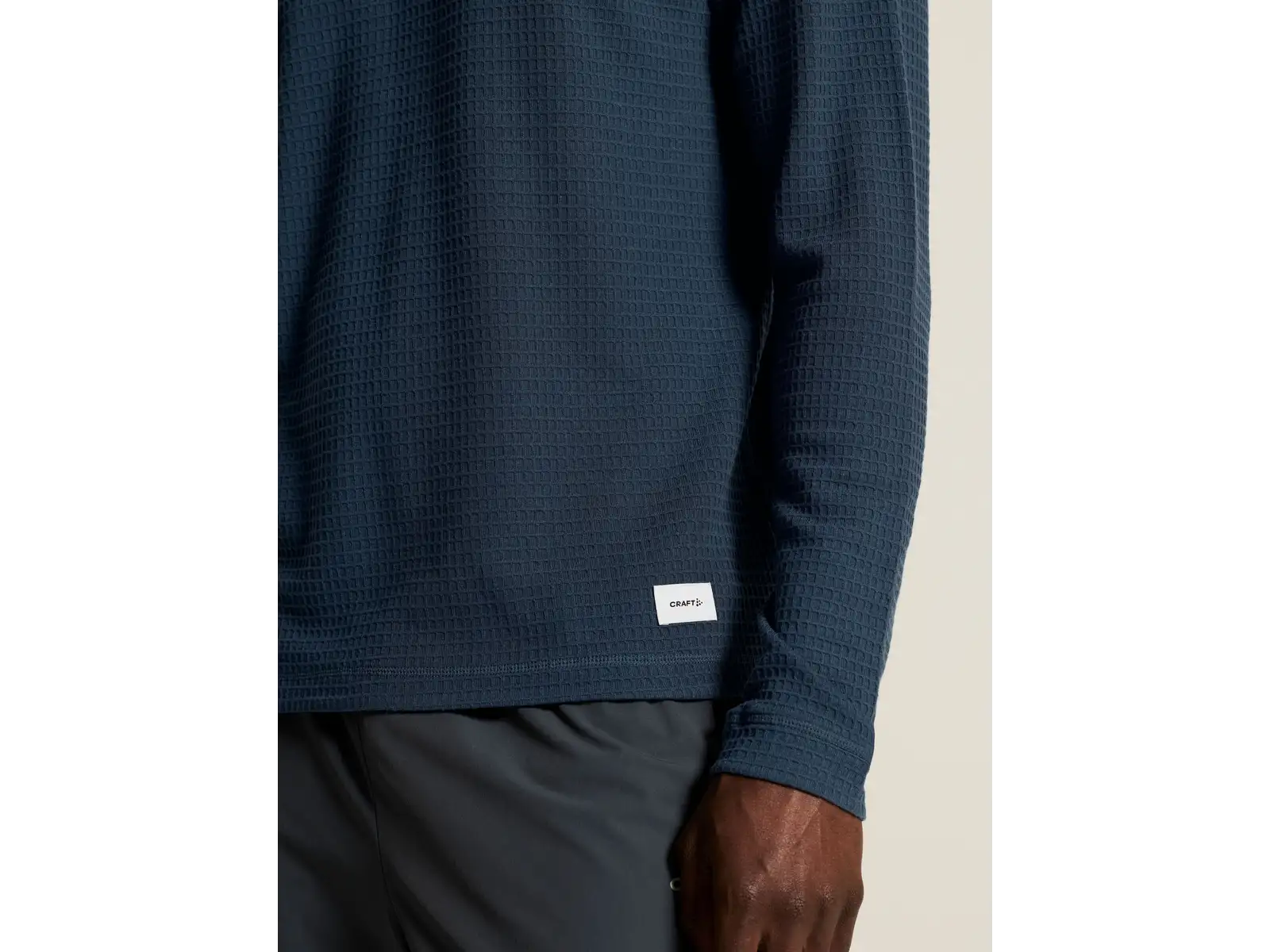 Craft Wool Waffle men's long sleeve shirt blue