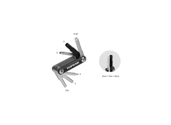 Topeak Ninja+ ToolBox Mini tool set under cage 7 functions