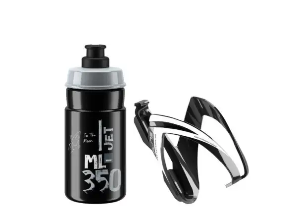 Elit Kit Ceo bottle cage Black Glossy + JET bottle 350 ml Clear/Grey Logo