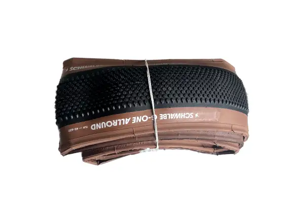 Schwalbe G-One Allround RaceGuard TLR 45-622 gravel tire kevlar, brown sidewall - Unpacked