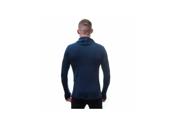 Sensor Merino DF men's shirt long sleeve with hood Deep Blue
