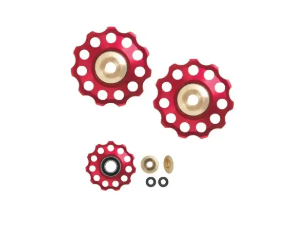 Force derailleur pulley Alu 11t. pair red