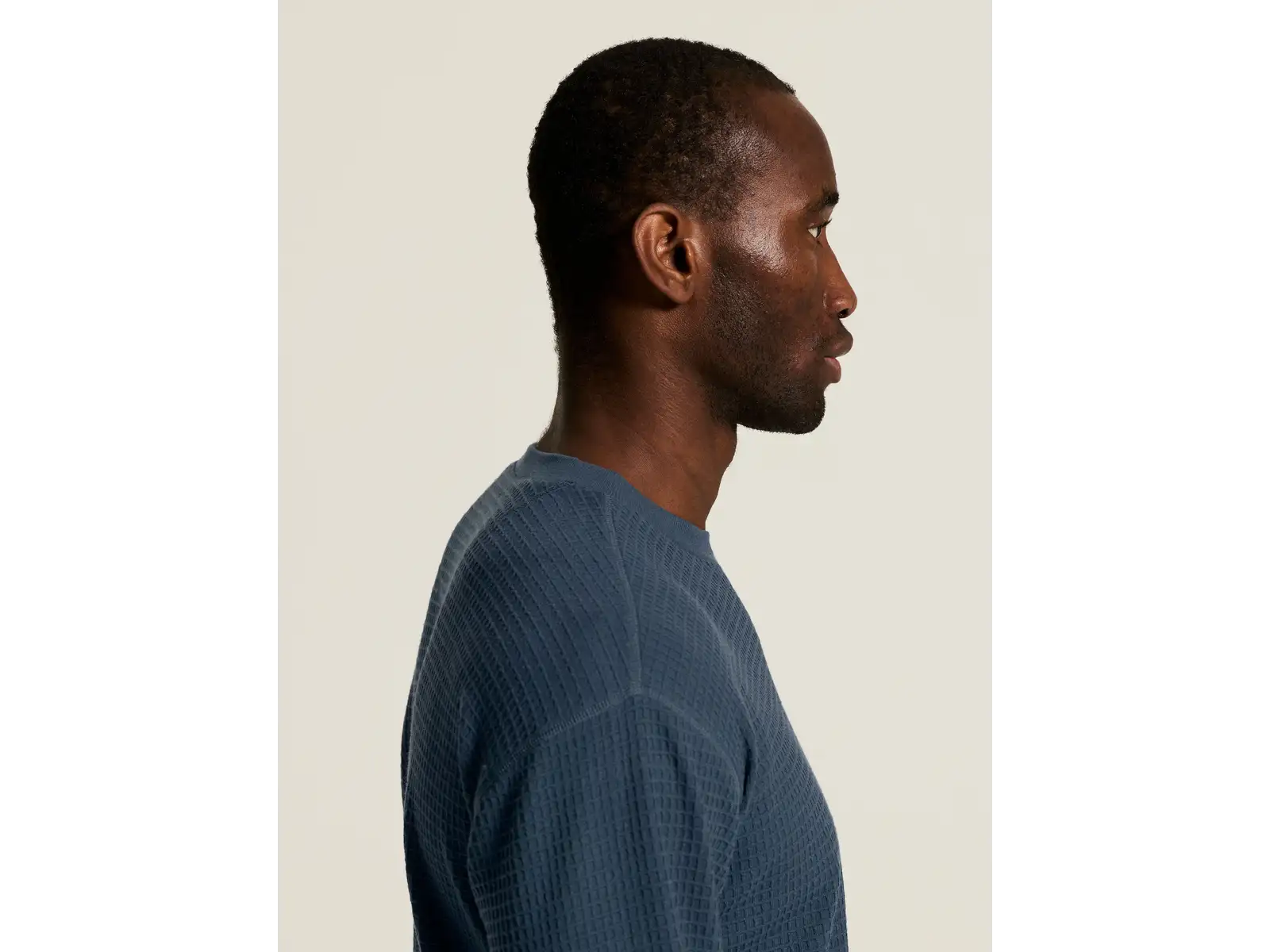 Craft Wool Waffle men's long sleeve shirt blue