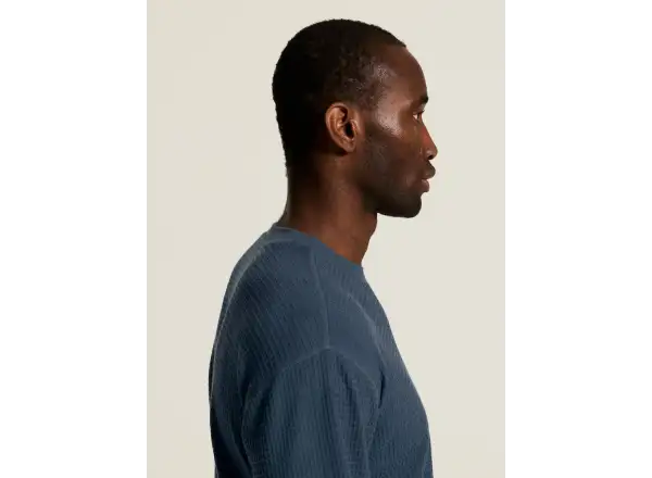 Craft Wool Waffle men's long sleeve shirt blue